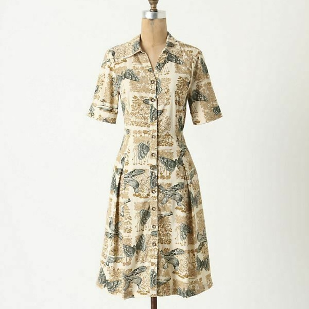 GIRLS FROM SAVOY Butterfly/Bird Shirtdress Pinwale Corduroy anthropologie - Picture 8 of 9